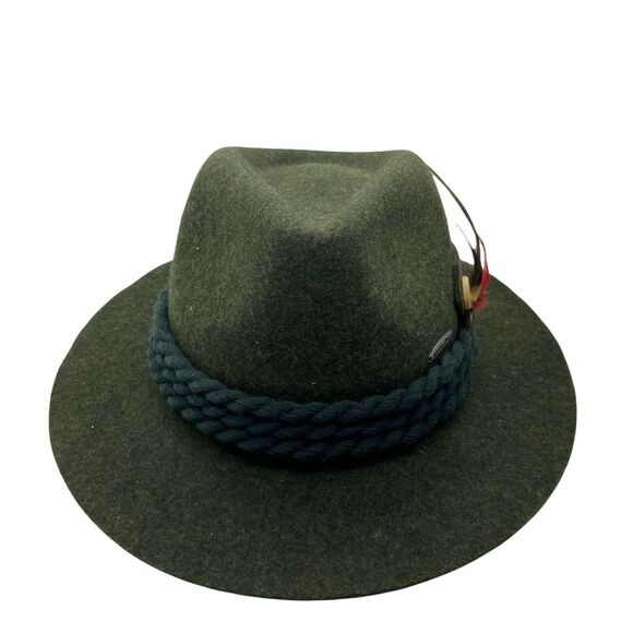Oktoberfest Fedora Hat German Headwear Unisex Alpen Green Wool Trachten Size 7 - Picture 3 of 14